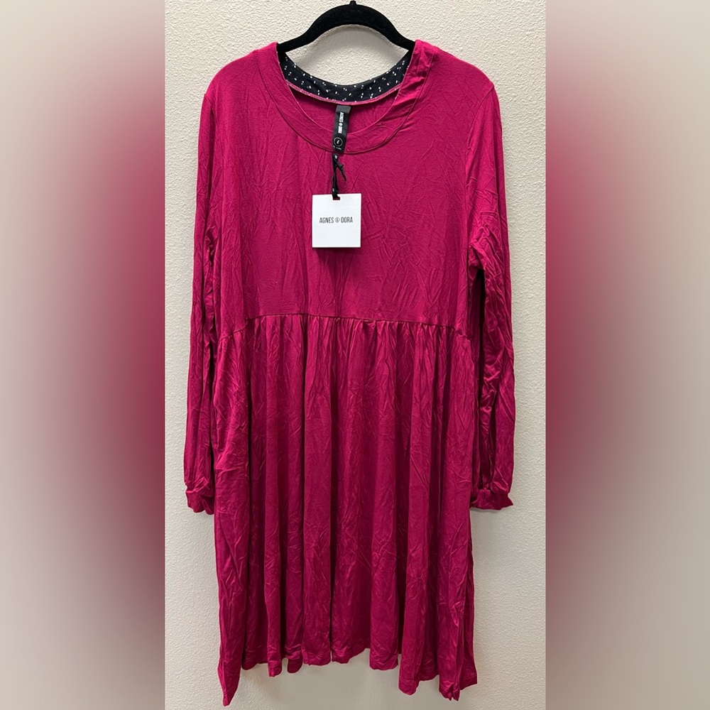 Agnes & Dora NWT Large RaspBerry Long-Sleeve Swing Dress